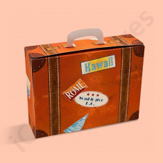 Printed Cardboard Suitcase Box with Handle