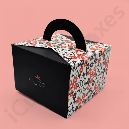 Custom Die Cut Cake Boxes with handle by icustomboxes.com