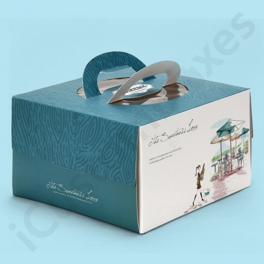 Custom Die Cut Cake Boxes with handle by icustomboxes.com