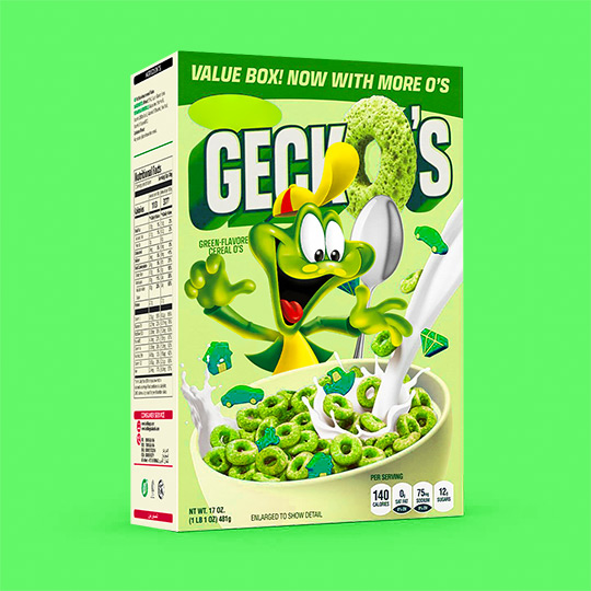 Custom Cereal Box with Frog USA ingreen color