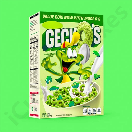 Custom Cereal Box with Frog USA ingreen color