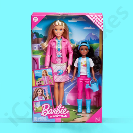 doll packaging boxes in pink color