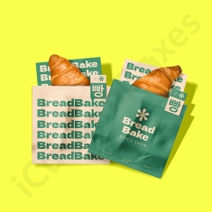 Custom printed bakery bags showcasing vibrant logo and brand colors