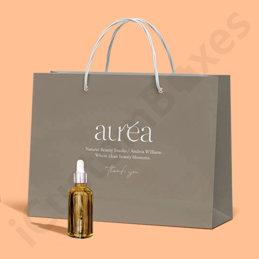 custom cosmetic paper bags with pritned logo