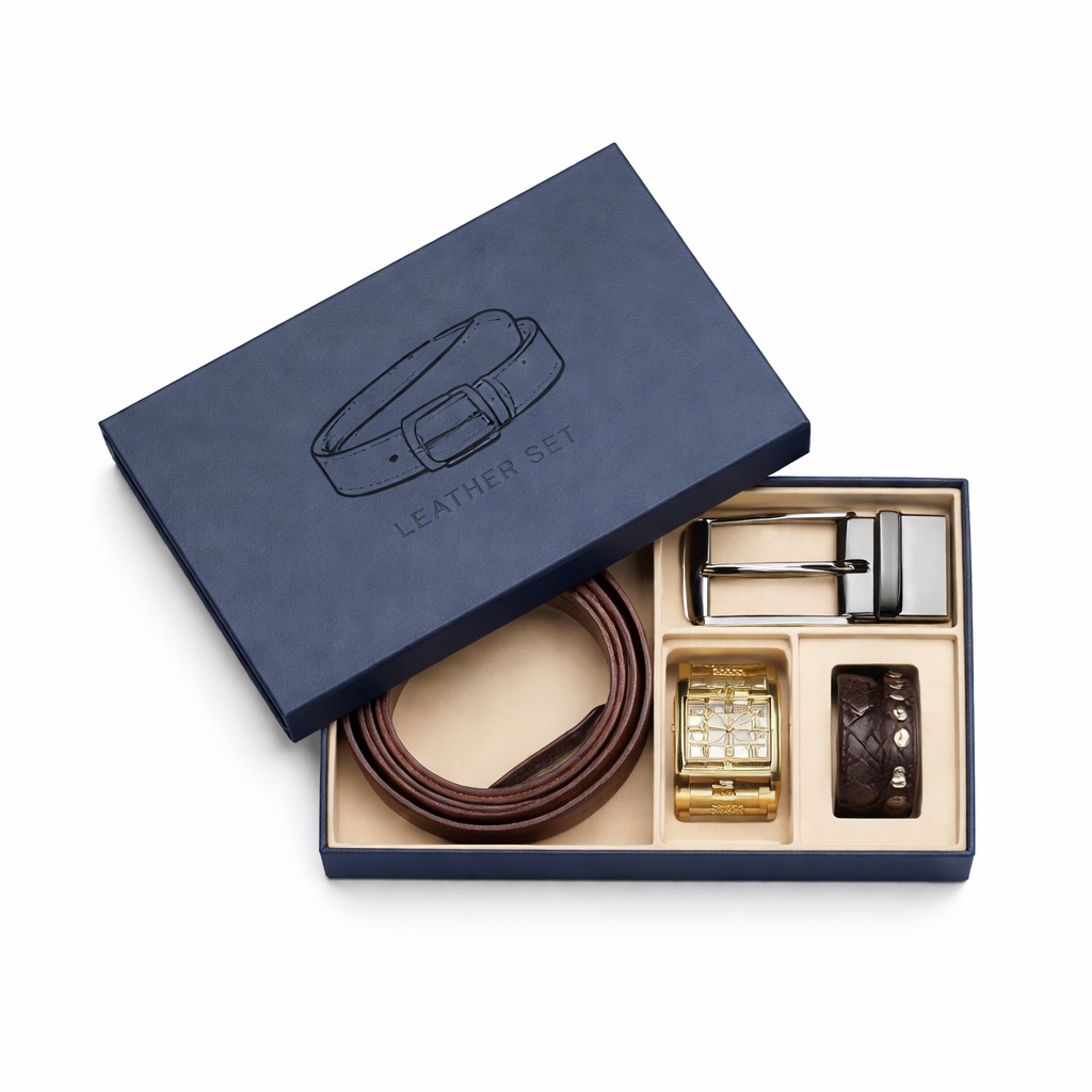 Custom belt boxes with logo printed on luxury packaging