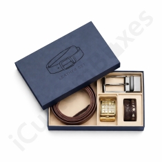 Custom belt boxes with logo printed on luxury packaging