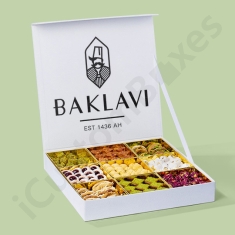 white baklava box