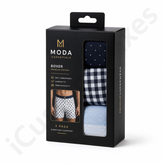 custom underwear box with die cut window